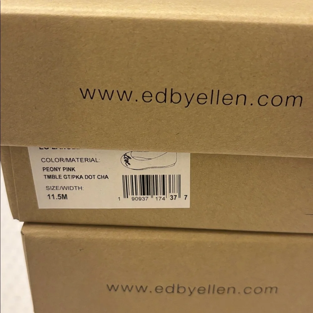 NEW! ED Ellen DeGeneres Langlee Size 11.5M 13M 1M PEONY PINK 'Love' Ballet Flats